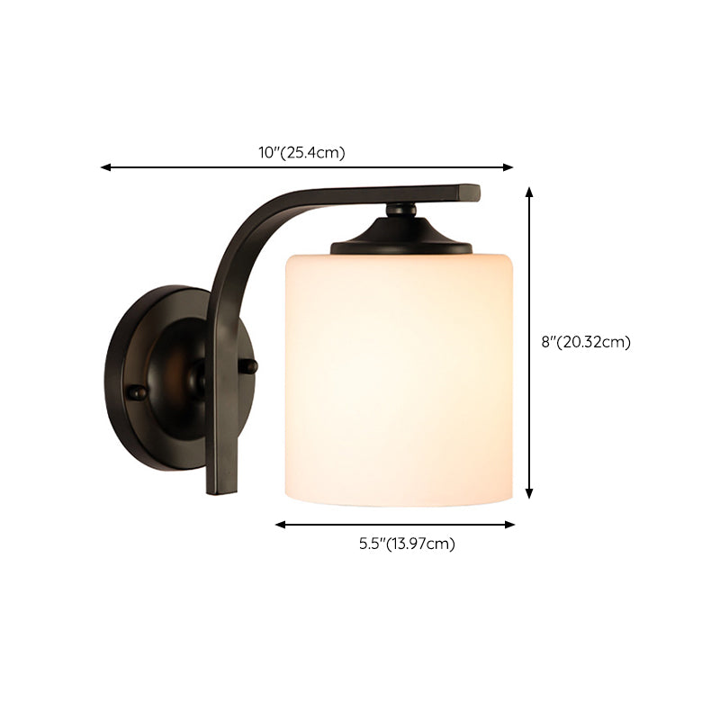 Minimalism Wall Sconce Cylinder Glass Wall Light Fixture in Black for Bedroom
