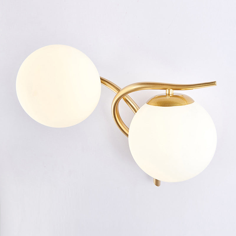 Modernist Wall Sconce Double Globe Wall Light Fixture with Glass for Bedroom
