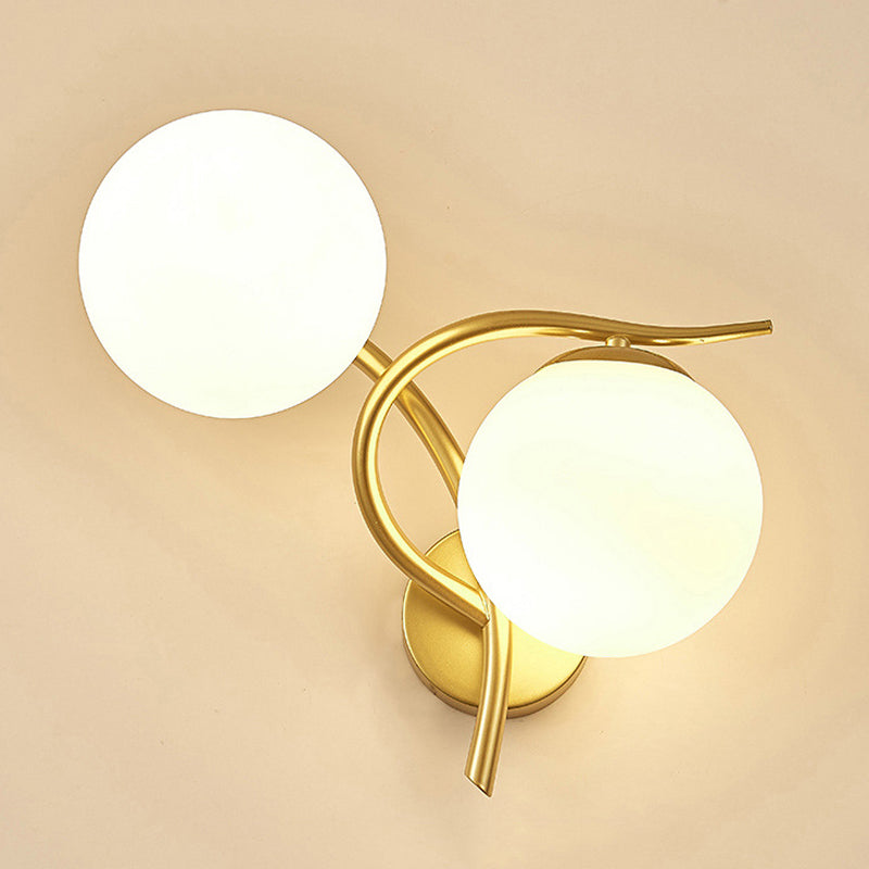 Modernist Wall Sconce Double Globe Wall Light Fixture with Glass for Bedroom