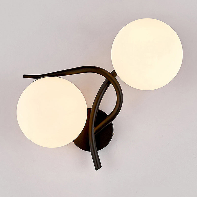 Modernist Wall Sconce Double Globe Wall Light Fixture with Glass for Bedroom