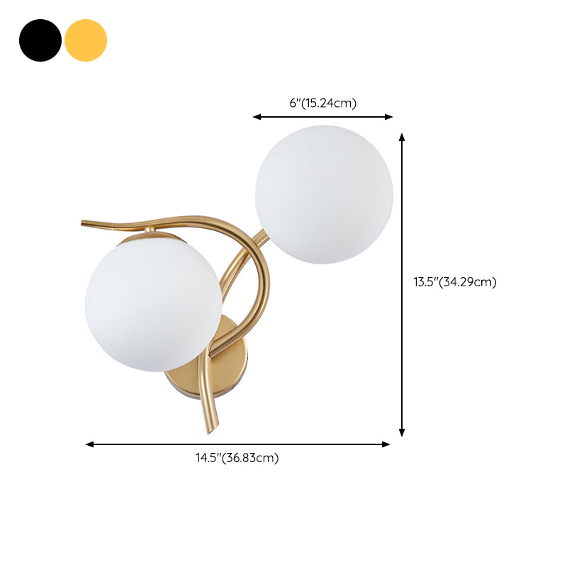 Modernist Wall Sconce Double Globe Wall Light Fixture with Glass for Bedroom