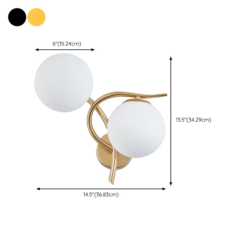 Modernist Wall Sconce Double Globe Wall Light Fixture with Glass for Bedroom