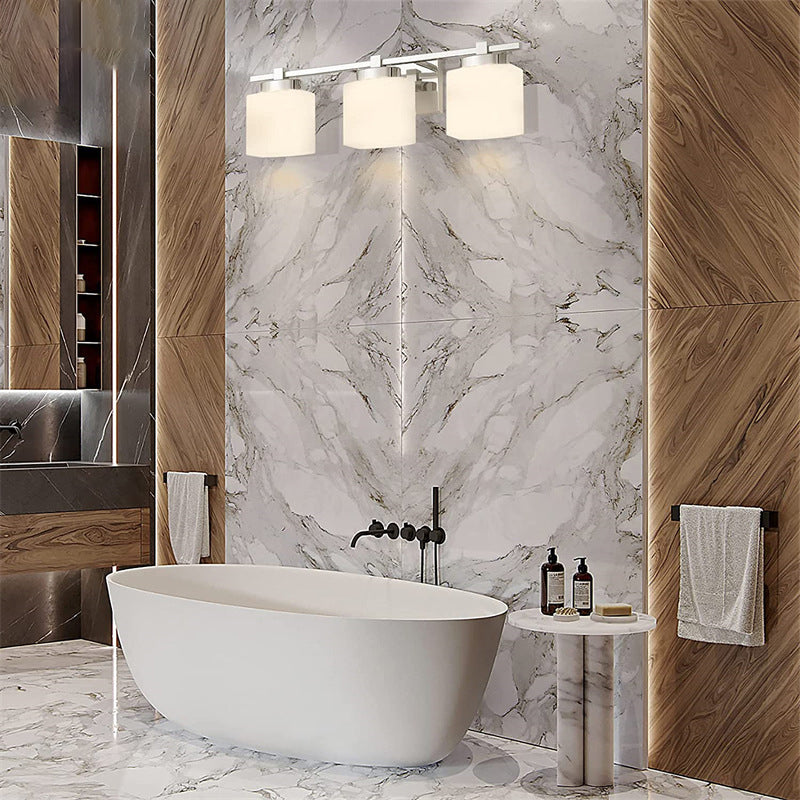 American Metal Wall Sconce Rectangle Shape Vanity Lamp with Glass Shade for Bathroom