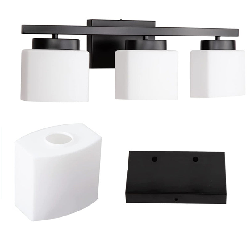 American Metal Wall Sconce Rectangle Shape Vanity Lamp with Glass Shade for Bathroom