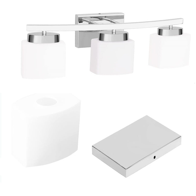 American Metal Wall Sconce Rectangle Shape Vanity Lamp with Glass Shade for Bathroom