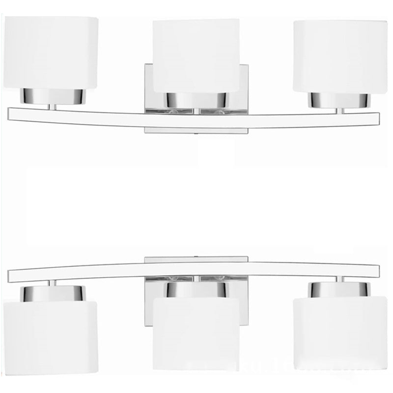 American Metal Wall Sconce Rectangle Shape Vanity Lamp with Glass Shade for Bathroom