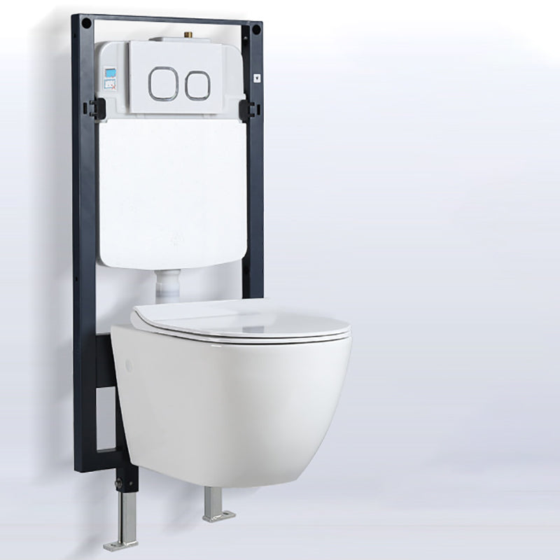 Modern White Siphon Jet Flush Toilet One-Piece Wall-mount Toilet for Bathroom
