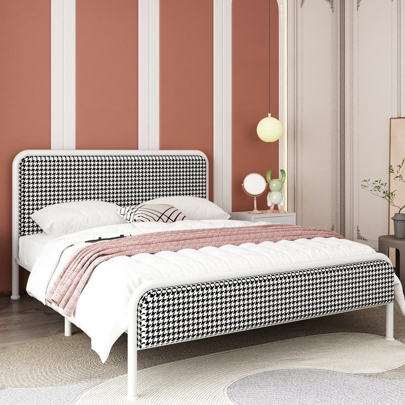 Glam Platform Bed Iron Frame Standard Bed with Rectangular Headboard