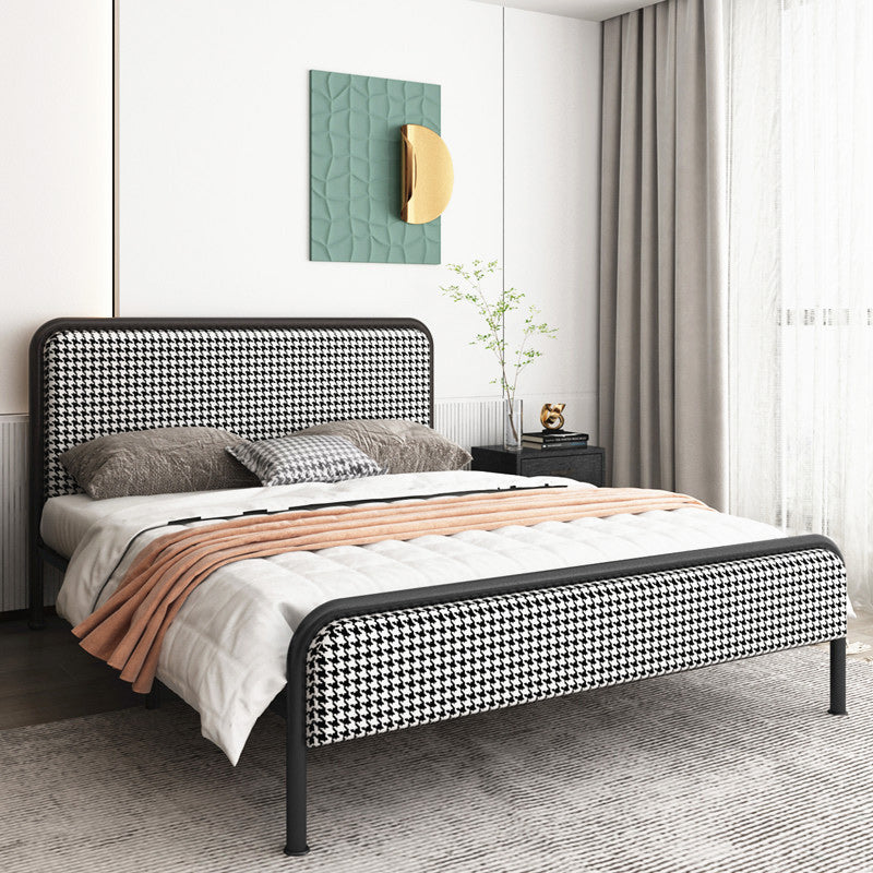 Glam Platform Bed Iron Frame Standard Bed with Rectangular Headboard