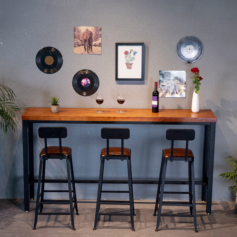 Industrial Bar Table Set 1/4/7/9 Pieces Solid Wood Pub Table Set for Indoor