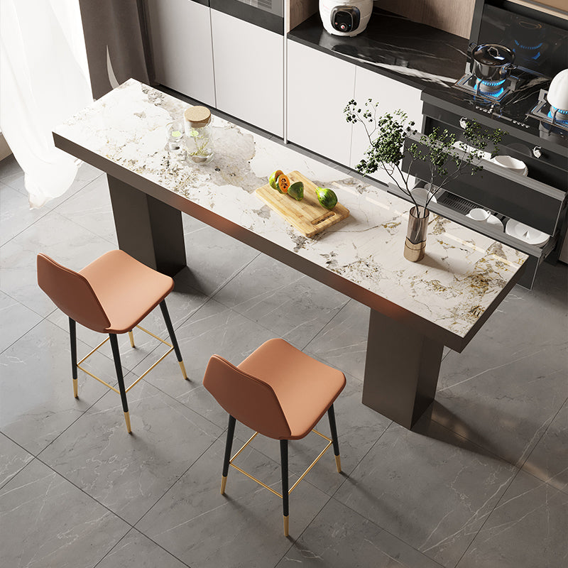 Industrial 1/2/3 Pieces Bar Table Set Rectangle Stone Counter Table with High Stools