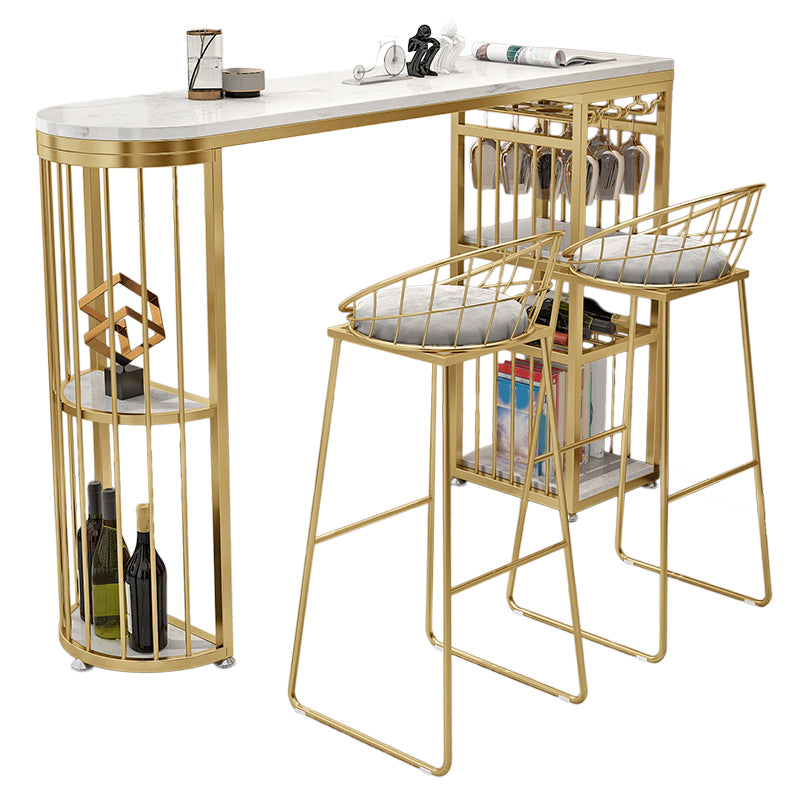 Faux Marble Bistro Set Glam Style 1/3 Pieces Bar Height Pub Set for Indoor