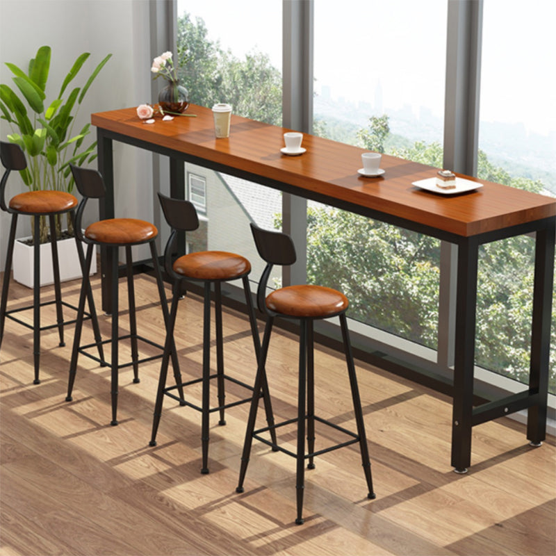 Industrial Wooden 1/2/5 Pieces Bar Table Set Rectangle Bar Table with Metal Legs