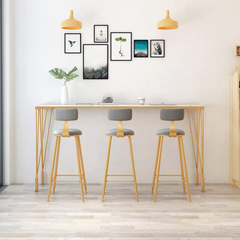 Modern 1/4/7 Pieces Bar Table Set Rectangle Stone Counter Table with High Stools