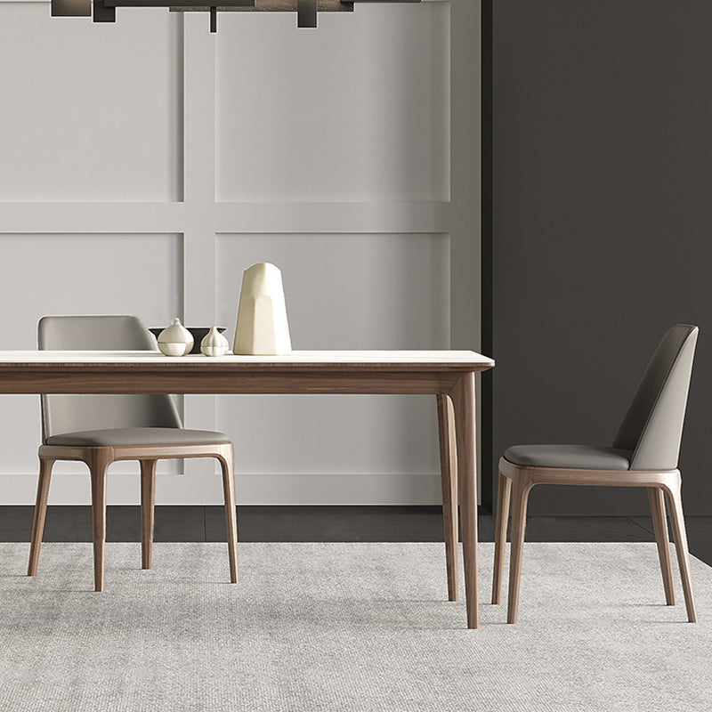 Contemporary Style 1/2/3/4 Pieces Dining Chairs Set Stone Rectangle Furniture in White