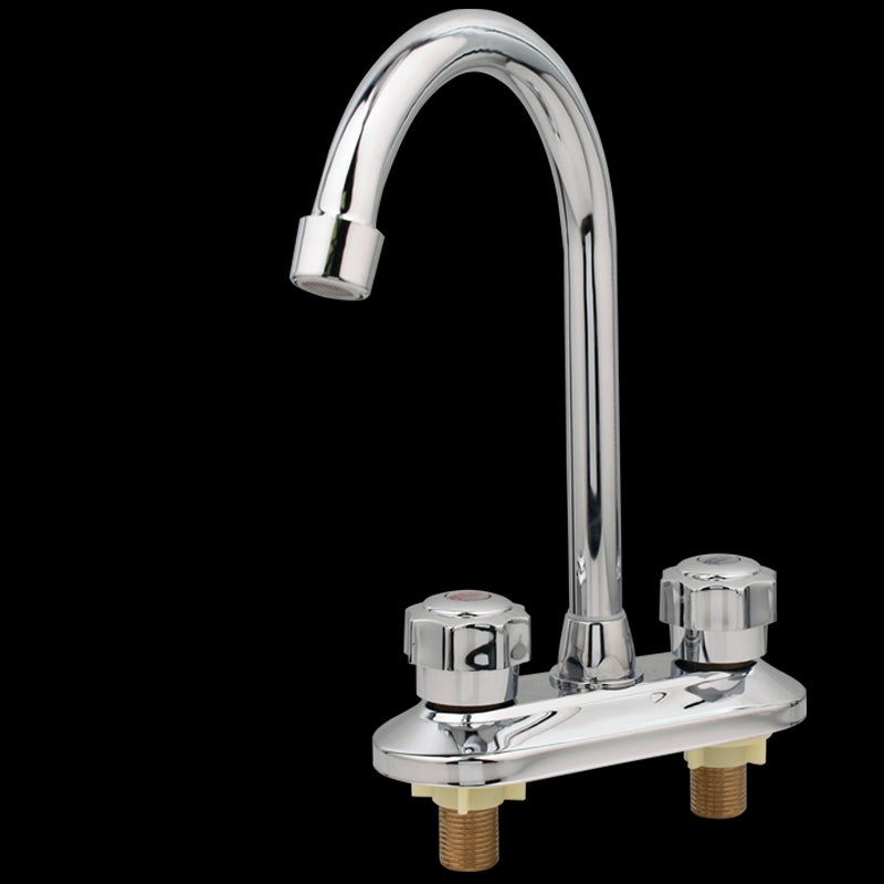Modern Kitchen Sink Faucet Brass Double Knob Handle Gooseneck Bar Prep Kitchen Faucet