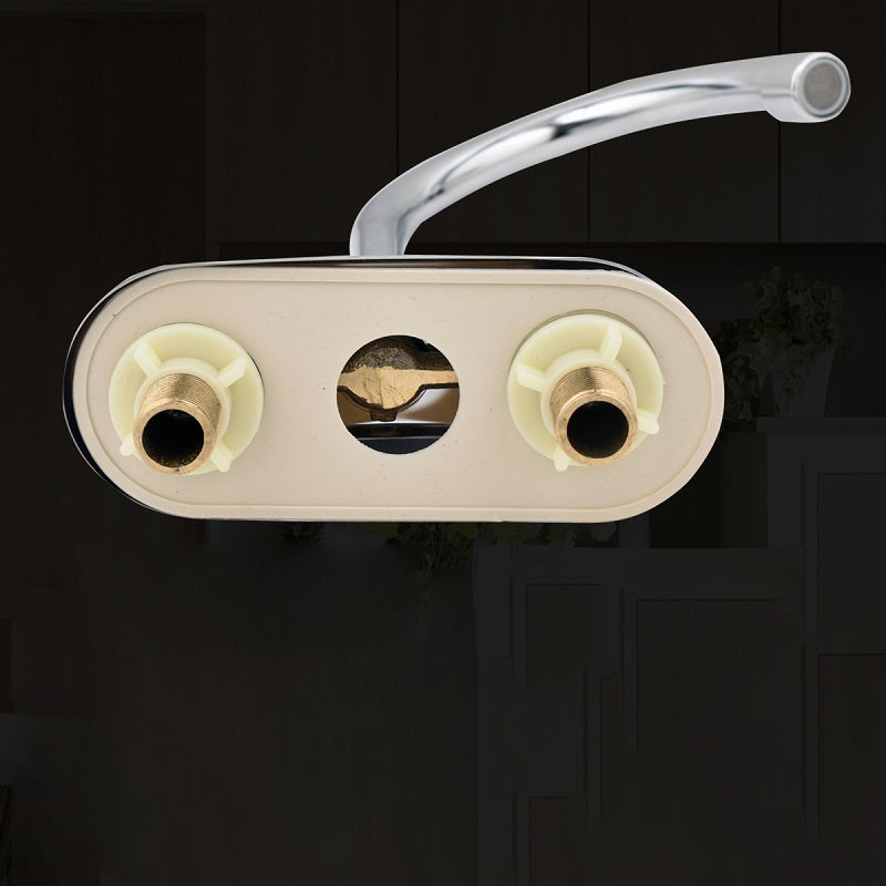 Modern Kitchen Sink Faucet Brass Double Knob Handle Gooseneck Bar Prep Kitchen Faucet