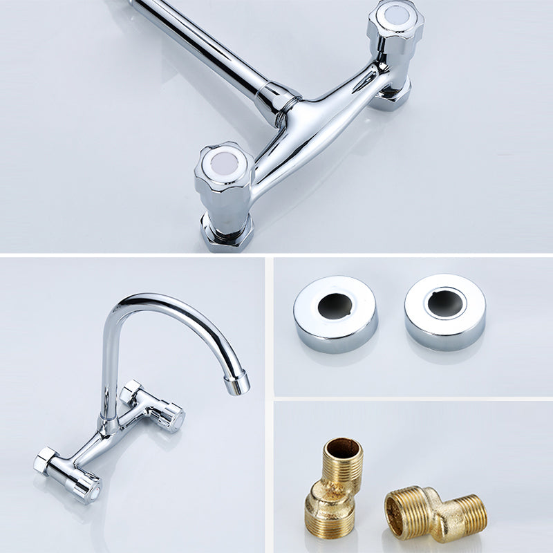 Modern Bar Faucet Brass Knob Handle Swivel Spout Wall Mounted Pot Filler Faucet