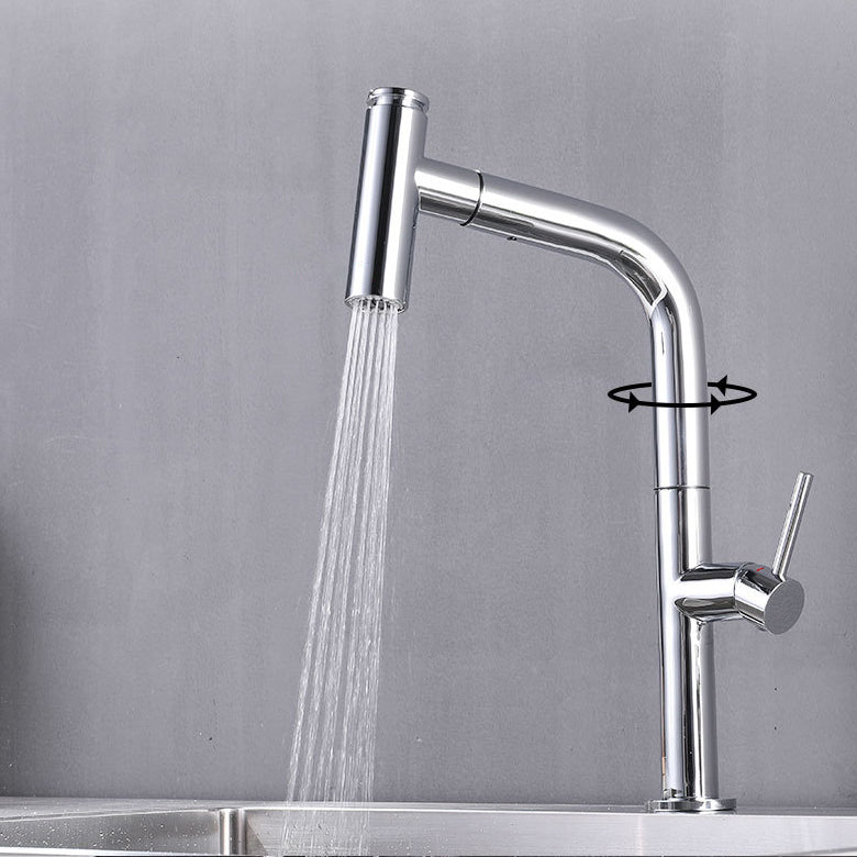 Modern Pull Down Single Handle Kitchen Faucet 1 Hold Faucet with Pull Out Sprayer