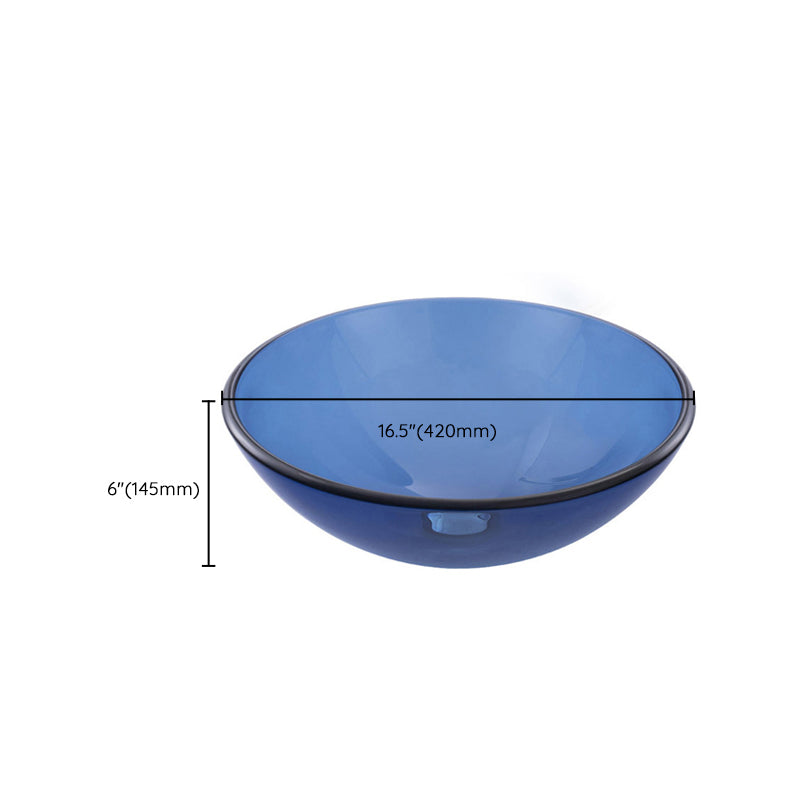 Creative Vessel Bathroom Sink Glass Vessel Lavatory Sink in Blue
