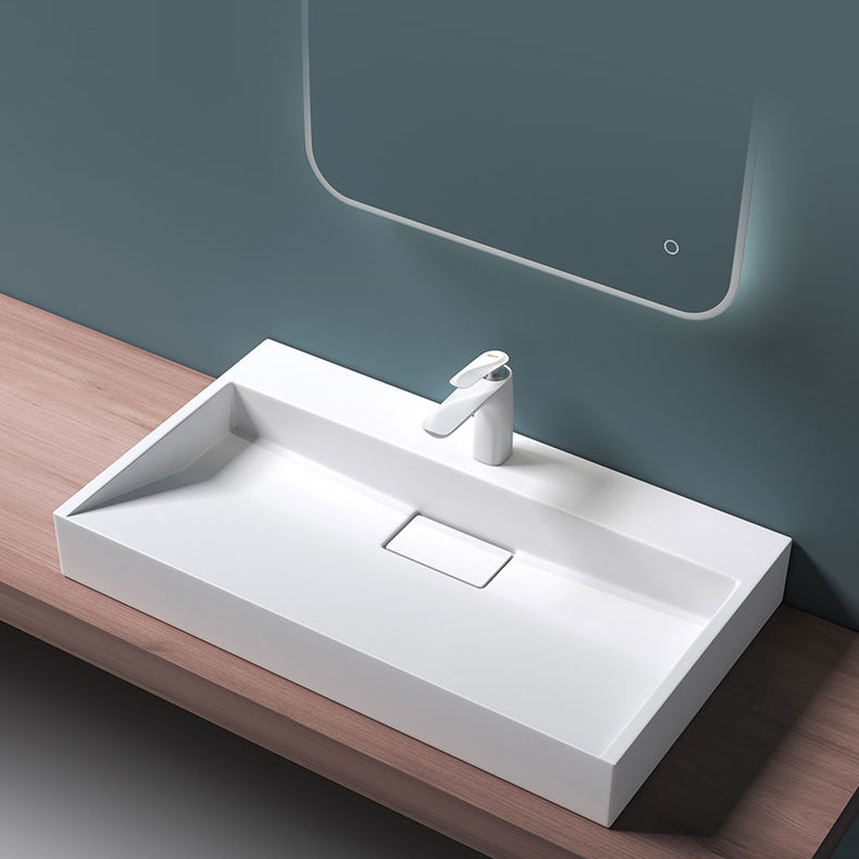 Modern Vessel Bathroom Sink Rectangular Single Faucet Hole Wash Stand(not Included Faucet)