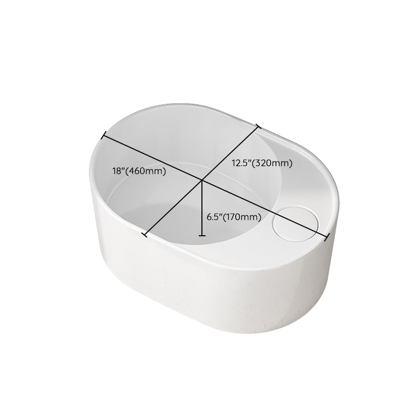 Modern Vessel Bathroom Sink Rectangular Porcelain with Overflow and Faucet Basin Sink