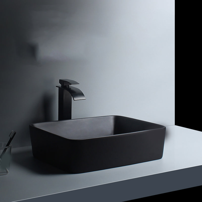 Modern Vessel Lavatory Sink Porcelain with Faucet and Basin Bathroom Sink