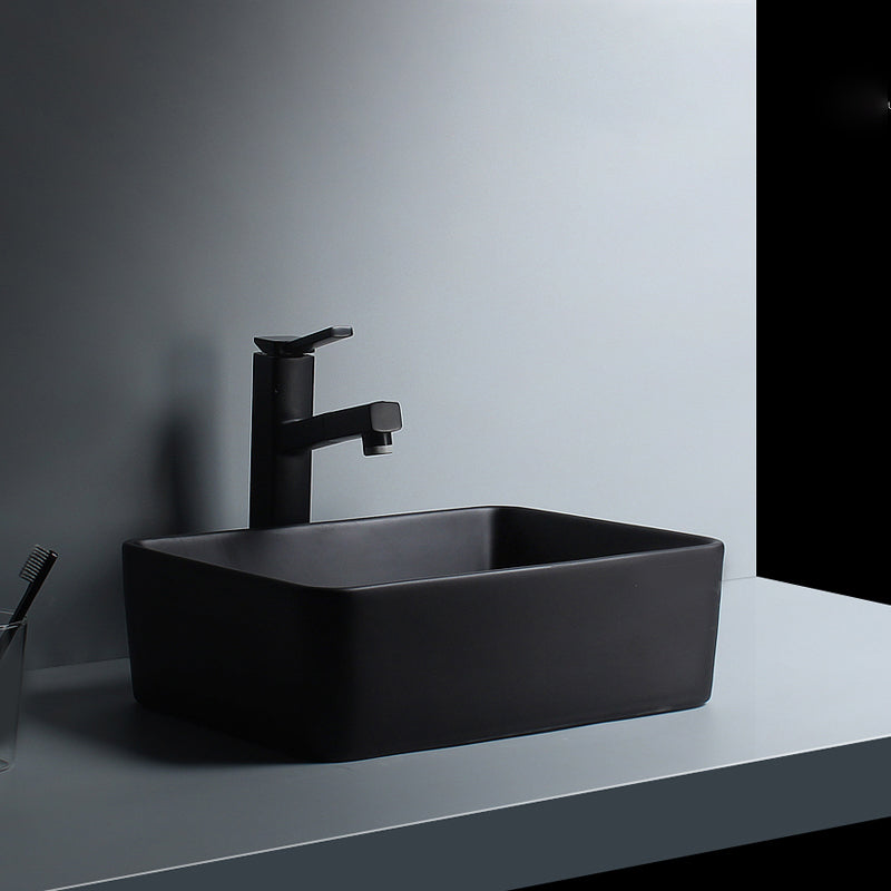 Modern Vessel Lavatory Sink Porcelain with Faucet and Basin Bathroom Sink