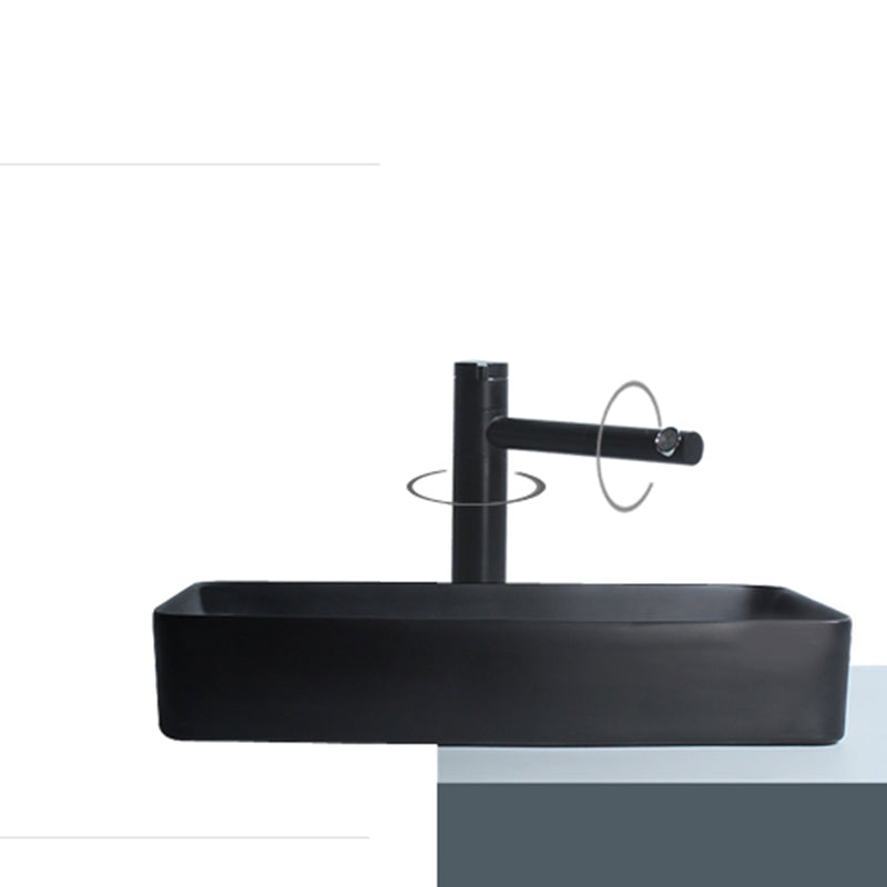 Modern Vessel Lavatory Sink Porcelain with Faucet and Basin Bathroom Sink