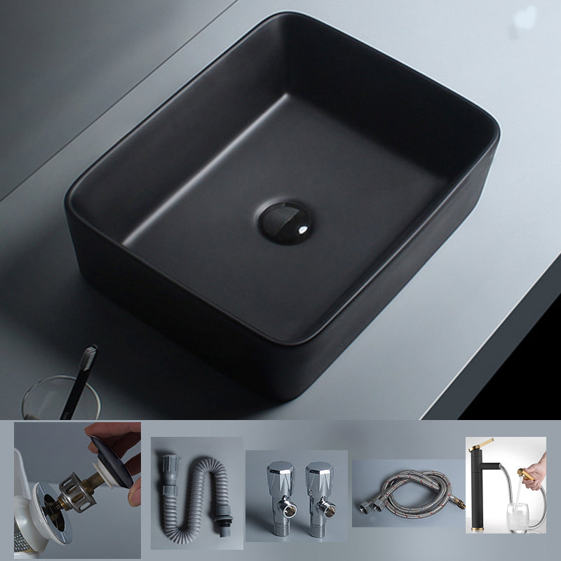 Modern Vessel Lavatory Sink Porcelain with Faucet and Basin Bathroom Sink