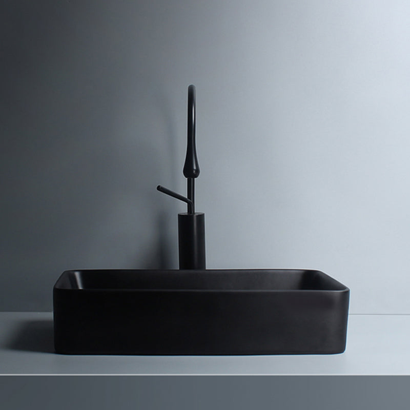 Modern Vessel Lavatory Sink Porcelain with Faucet and Basin Bathroom Sink