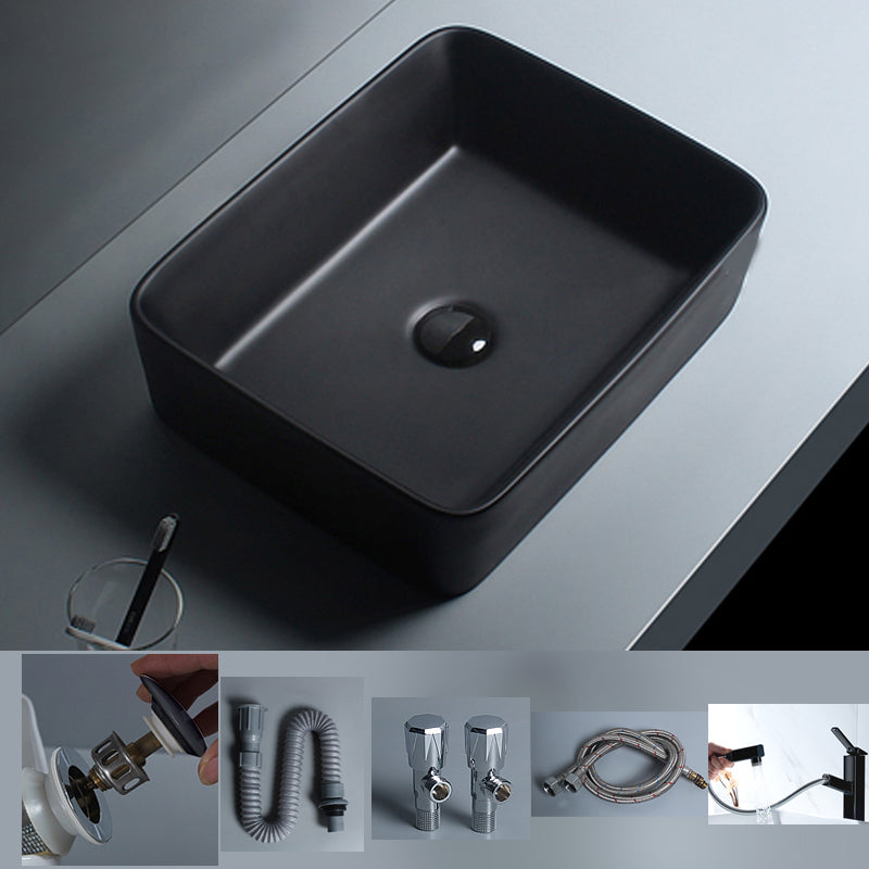 Modern Vessel Lavatory Sink Porcelain with Faucet and Basin Bathroom Sink