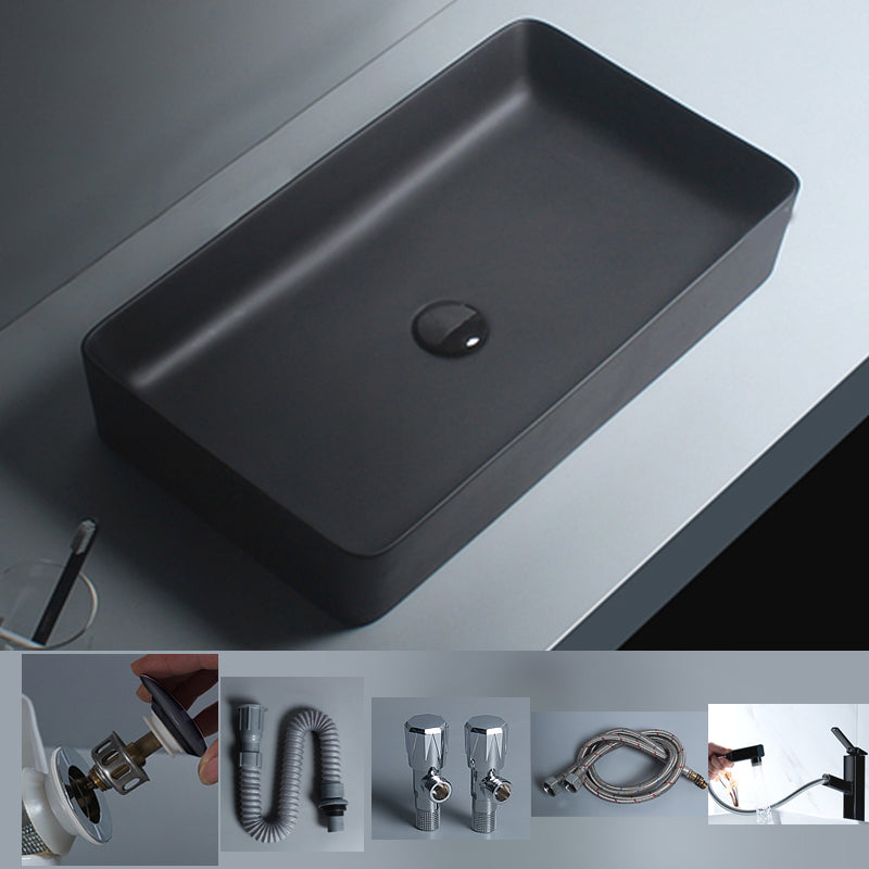 Modern Vessel Lavatory Sink Porcelain with Faucet and Basin Bathroom Sink