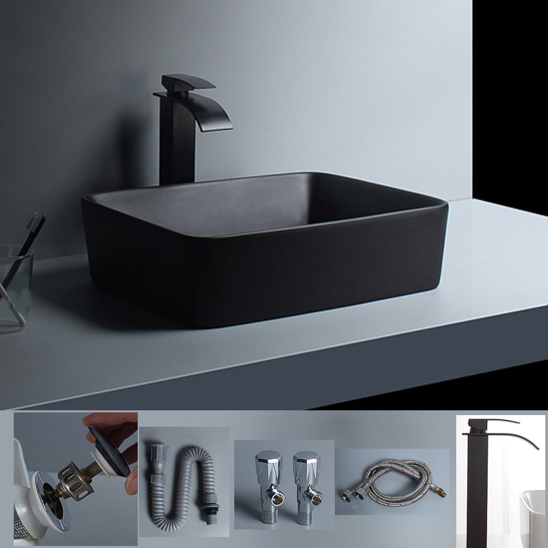 Modern Vessel Lavatory Sink Porcelain with Faucet and Basin Bathroom Sink