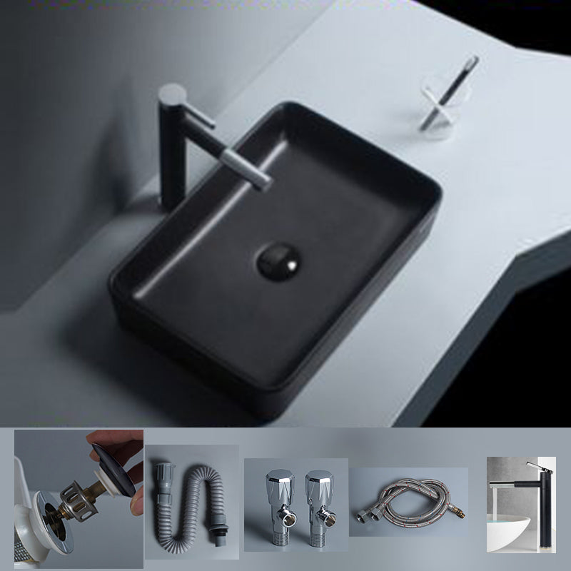 Modern Vessel Lavatory Sink Porcelain with Faucet and Basin Bathroom Sink
