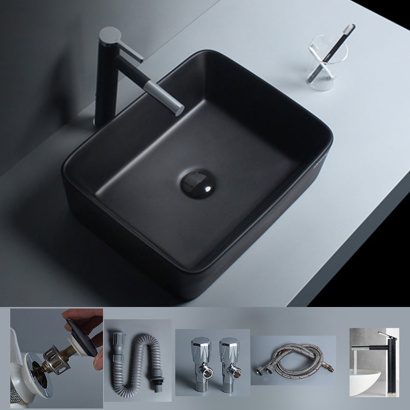 Modern Vessel Lavatory Sink Porcelain with Faucet and Basin Bathroom Sink