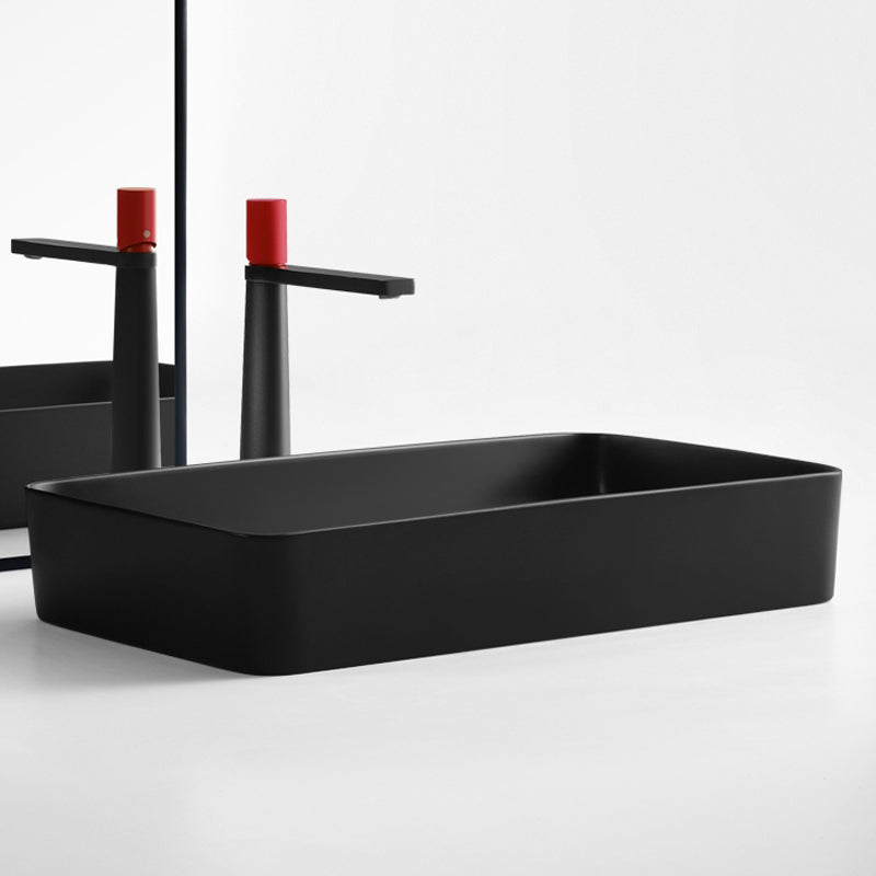 Modern Bathroom Sink Ceramic Oval White Basin Drain Assembly Bathroom Sink