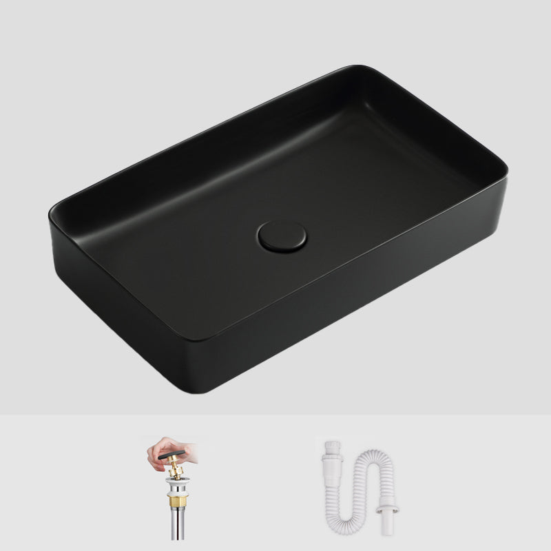 Modern Bathroom Sink Ceramic Oval White Basin Drain Assembly Bathroom Sink