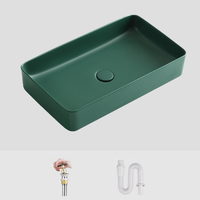 Modern Bathroom Sink Ceramic Oval White Basin Drain Assembly Bathroom Sink