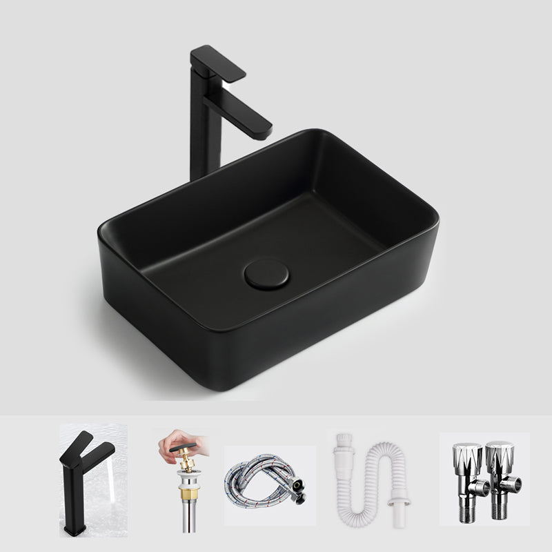 Modern Bathroom Sink Ceramic Oval White Basin Drain Assembly Bathroom Sink