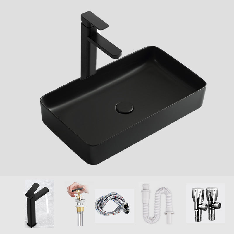 Modern Bathroom Sink Ceramic Oval White Basin Drain Assembly Bathroom Sink