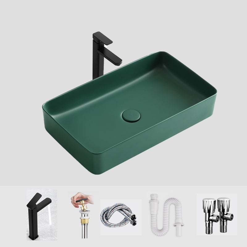Modern Bathroom Sink Ceramic Oval White Basin Drain Assembly Bathroom Sink