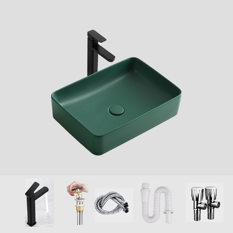 Modern Bathroom Sink Ceramic Oval White Basin Drain Assembly Bathroom Sink