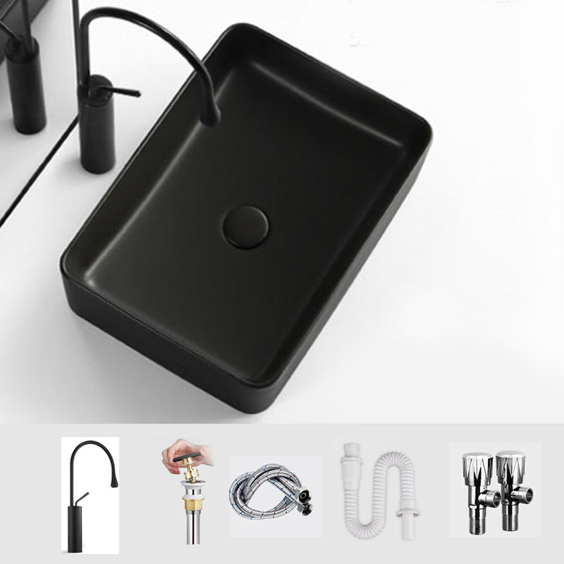 Modern Bathroom Sink Ceramic Oval White Basin Drain Assembly Bathroom Sink