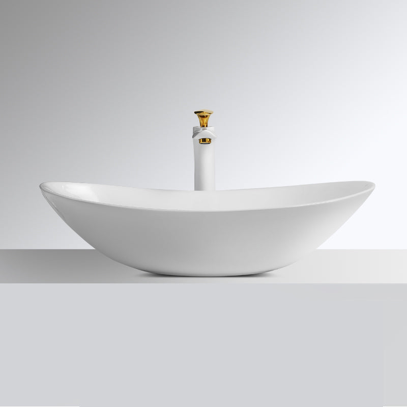Luxury Bathroom Sink Ceramic Oval White Basin Drain Assembly Bathroom Sink