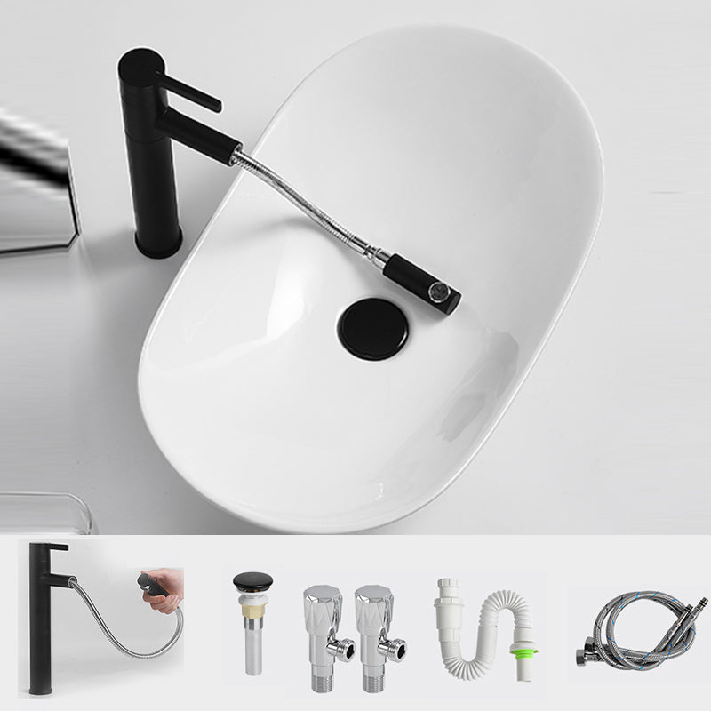 Luxury Bathroom Sink Ceramic Oval White Basin Drain Assembly Bathroom Sink