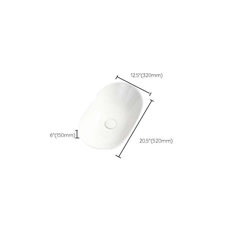 Luxury Bathroom Sink Ceramic Oval White Basin Drain Assembly Bathroom Sink