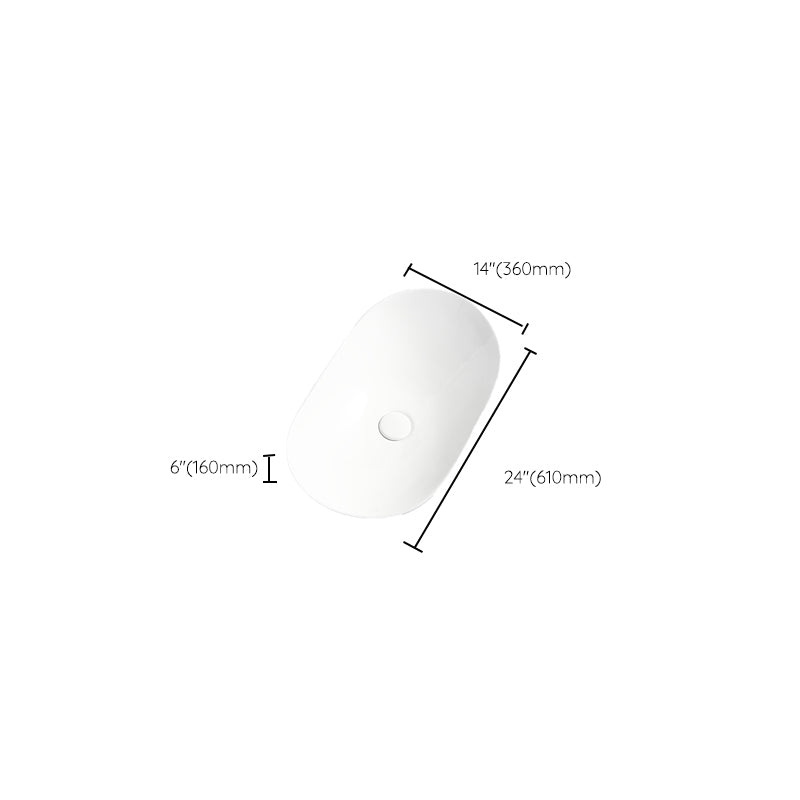 Luxury Bathroom Sink Ceramic Oval White Basin Drain Assembly Bathroom Sink