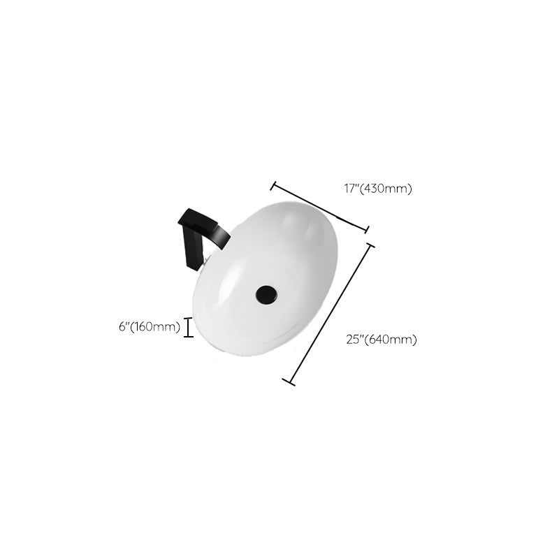 Luxury Bathroom Sink Ceramic Oval White Basin Drain Assembly Bathroom Sink