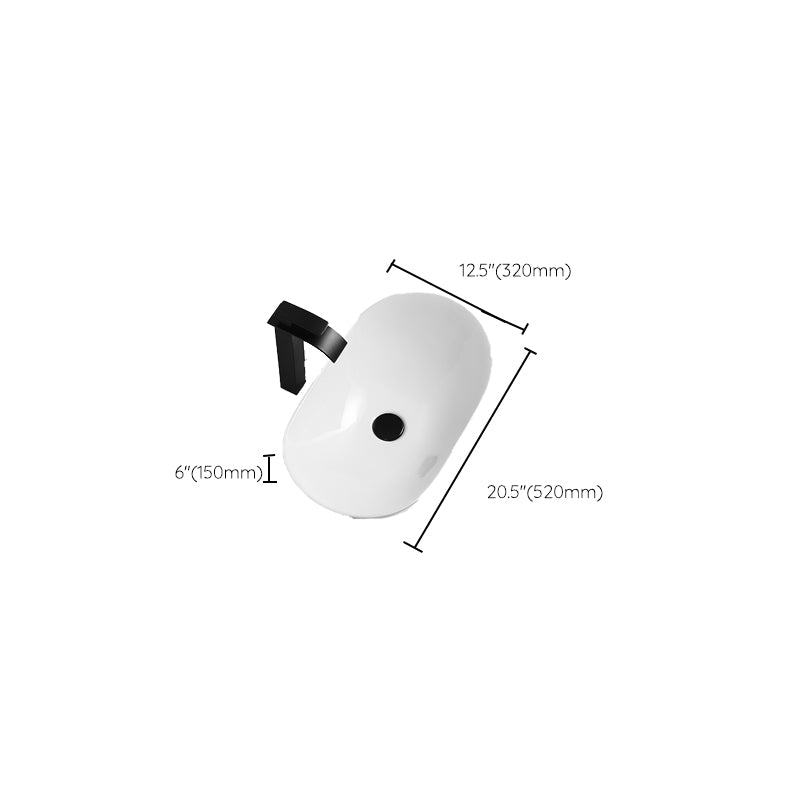 Luxury Bathroom Sink Ceramic Oval White Basin Drain Assembly Bathroom Sink